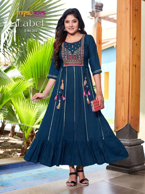 Tips Tops Label Vol 3 Slub Rayon Designer anarkali Style Kurti Collection